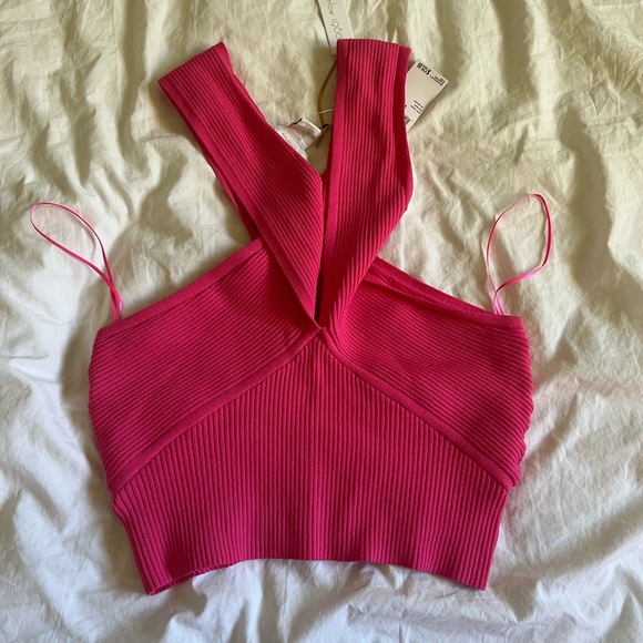 Pink Ribbed Crop Top - Picture 2 of 4